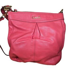 Coach #F21014 Ashley Orange Leather Hobo Bag Detachable Strap msrp $298